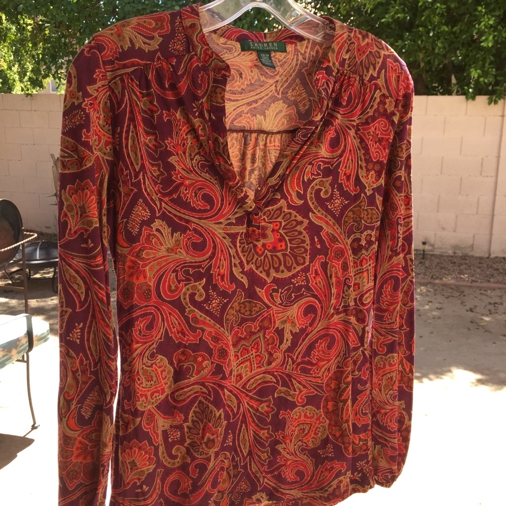 LAUREN RALPH LAUREN XS LONG SLEEVE TOP PURPLE